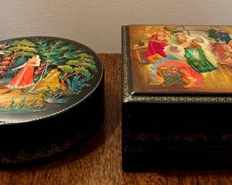 Russian Lacquer Storage Boxes