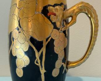 Hand Painted Limoges Tankard with Dragon Handle