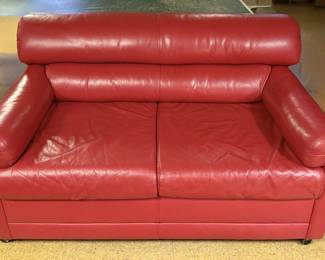 MCM Red Leather Loveseat