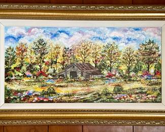 Oil on Canvas, Rural House in Woods