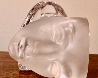 MCM Daum Crystal Modernist Masques Paperweight