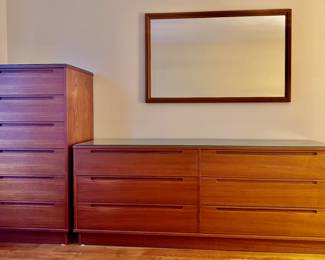 Torring Danish Lingerie Chest, Teak Dresser & Mirror 