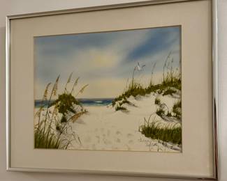 "Sea Oats" Watercolor, Signed Clara Felton