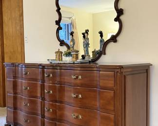 MCM Union National Inc., Jamestown NY Long Dresser and Vintage French Regency Style Mirror