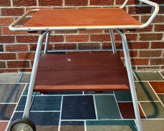 Vintage Redwood Patio Bar Cart