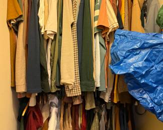 Men’s clothing variety of styles of short, long shirts and jackets