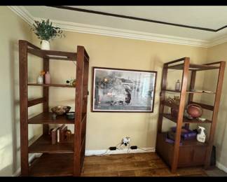 Pair of walnut shelving units