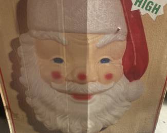 Vintage GIANT 3 foot Santa Face Blow Mold LIGHTS UP!