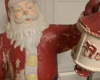 5 Foot Vintage Poloron Santa w/ lantern Blow Mold