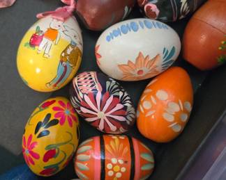 Hand painted wood eggs