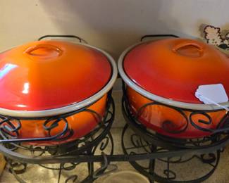 Enameled double casserole 