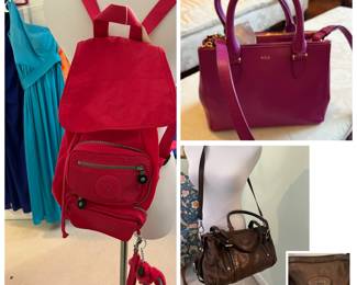 Kipling backpack with charm, Ralph Lauren pink Crossbody handbag,Tod’s satchel handbag