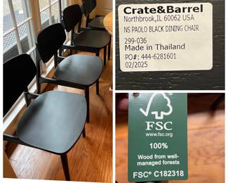 Four crate and barrel dining chairs,