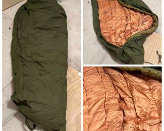 Army style canvas, sleeping bag with removable liner.