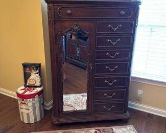 Jessica McClintock Home bedroom ensemble. Queen bed, night stands, chest, dresser