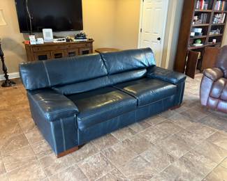 Blue leather sofa