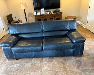 Blue leather sofa