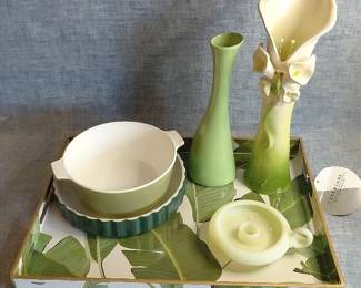 Green Nature Motif Serving Collection