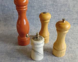 Wood Pepper Mills, Solo Wood Salt Shaker And Marble Pepper Mill