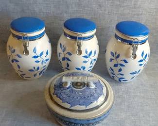 Inspirado And Norton Pottery In Blues And Ecru