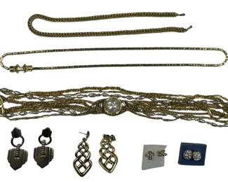 Great Mix Of Pierced Earrings And Goldtoned Necklaces