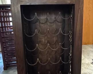 Wooden Wine Rack With Decorative Iron Work