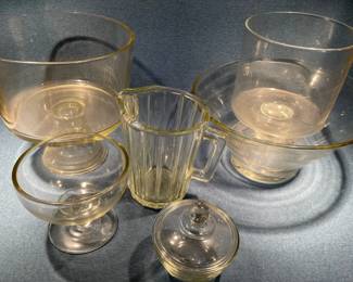 Modern Glass Trifle Bowls Pitcher MCM Salad Bowl