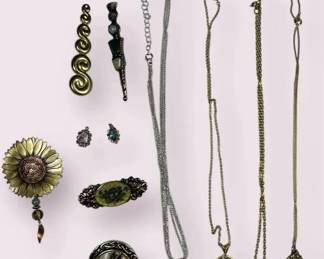 Brooches, Scarf Clip And Necklaces