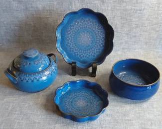 Denby Midnight Plates, Bowl And Lidded Pot
