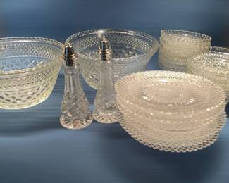 Crystal Oil And Vinegar Set Anchor Hocking Salad Bowls And Avon Plates