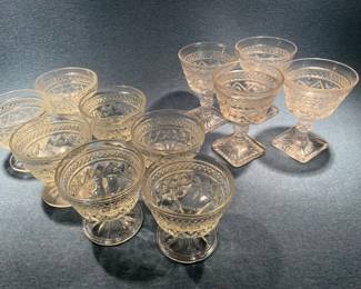 Anchor Hocking Wexford Waffle 5 Sherbert And 4 Old Fashioned Glasses