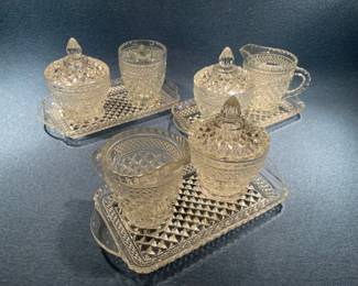 Cream, Sugar And Trays Coffee Service Times Three