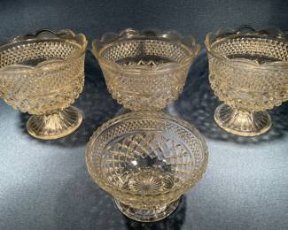 Pedestal Bowl Set For Buffet Or Display Wexford Waffle Pattern