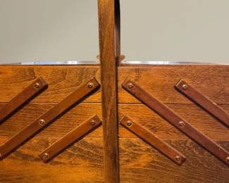 Incredible MCM Norwegian Accordion Sewing Box