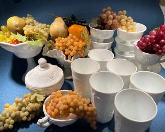 Opaque Westmoreland Fruit Themed Milk Glass And Retro Faux Fruit