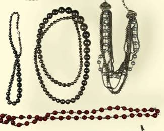 White And Red Glass Beads, Silver Tone Metal Beads And More