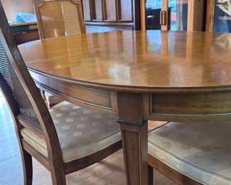 Mid Century Modern Oval Dining Room Table With Cane Backed Chairs