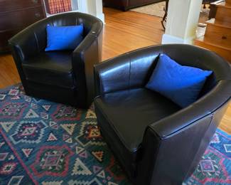Pair of Faux Leather Club Chairs