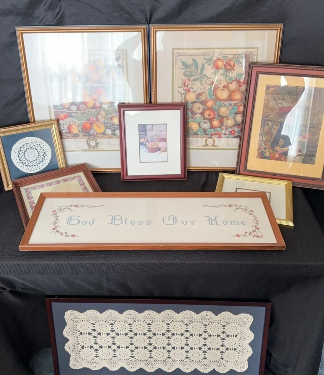 Bob Timberlake, Robert Furber Prints, Needlepoint, Crochet of Various Sizes, and More