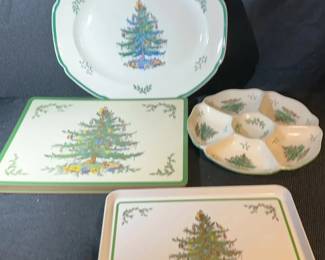 Spode Christmas Tree Platter, Hors Doeuvre tray, And More