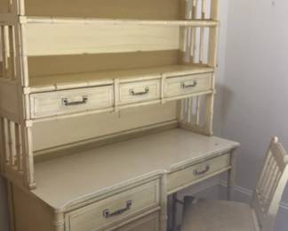 Henry Link Bali Hai Faux Bamboo Desk with Hutch and Chair