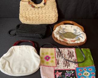 Vintage Lucite Handle Bag, Christiana Mixed Media Beaded Handbag And Other Handbags