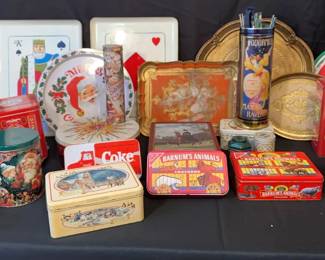 Vintage Trays And Tins Barnum Animal Crackers, Coke, Nabisco, And More 
