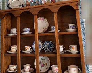 Vintage Wood Display Shelf For Teacups And Saucers W Decor Included 