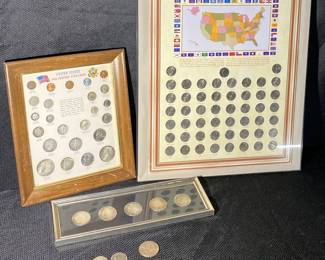 50 State Quarter Collection Framed, 10 Half Dollars, United States 20th Century Type Coins Framed