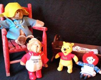 Wooden Rocker, Cradle, Paddington Bears And More