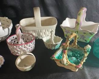 Vintage Ceramic And Glass Baskets