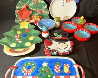 Christmas Serving Platters And Dip Bowls