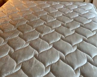 Queen size, vitality, collection mattress, and boxspring with a wood headboard