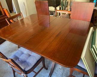 Dark Cherry Stained Dining Table And Four Chairs